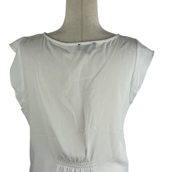 TAHARI ASL CAP SLEEVE PLEAT FRONT CAREER BLOUSE IN IVORY NWT WOMEN'S SIZE LARGE - Picture 6 of 16